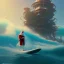 Placeholder: Santa standing of surfboard surfing a big wave, surfboard, beach, character design by cory loftis, fenghua zhong, ryohei hase, ismail inceoglu and ruan jia. unreal engine 5, artistic lighting, highly detailed, photorealistic, fantasy