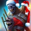 Placeholder:  iron maiden sur un trone, bonnet père Noël