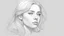 Placeholder: Outline drawing for woman portrait, sad, longing, coloring page, white background, sketch style, use outline only, clean lines, no shadows, clear and well defined, 3d, 64k, high resolution, hyperrealism, f/16, 1/300 s.