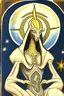 Placeholder: Paint the alien in this image in the style of an old Russian Orthodox Christian icon.