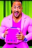 Placeholder: dwayne the rock playing a nintendo switch wearing a kirby costume