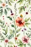 Placeholder: Create a "Vintage Botanicals and herbs" watercolour pattern. vintage botanical illustrations with designs featuring intricate floral patterns, botanical sketches, and lush foliage