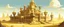 Placeholder: A grayish yellow sunlight castle in a desert designed in Mayan architecture painted by Qiu Ying