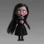 Placeholder: Jenna ortega with wednesday addams black dress,soft goth libstick, wednesday addams make up, overknee socks, dramatic lighting, highly detailed oil painting, volumetric lighting