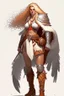 Placeholder: female aasimar barbarian with traveler cloths dnd character