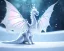 Placeholder: mdjrny-v4 style, a white dragon with fairy-like transparent glowing and sparkly wings standing in snow, full body, silver and teal background, glowing soft and smooth wings, realistic, highly detailed intricately detailed, shiny snowy background, soft studio lighting, trending on artstation, by artist "Julie Bell", by artist "Greg Rutkowski"