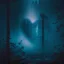 Placeholder: fog in the forest at night with an electric heart