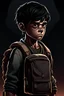 Placeholder: gimme a book cover photo which a boy 11 year old with dark hair in the dark with a backpack who is dead