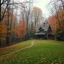 Placeholder: fairytale mood, autumn, a forest clearing with a lovely cottage