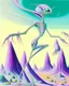 Placeholder: an ethereal and pastel alien creature, with shifting limbs and slender composition, is climbing through a strange wild landscape , highly polished, chrome airbrush style, dreamlike composition, color penciling color palette, surrealistic retro-futurism, rotoscoping, psychedelic aesthetic, metaphysical, highly detailed, arthur lismet, artstation, 1960s psychedelic drawing with art nouveau motifs, munch, vibrant, extra terrestrials art, vintage