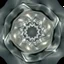 Placeholder: Mesmerizing abstract 3d visual, recursive Symmetrical structure of flowing translucent shapes, centered, soft aesthetic, negetive space.