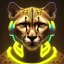 Placeholder: A beautiful portrait of a cyborg cheetah yellow neon color scheme, high key lighting, volumetric light high details psychedelic background