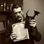 Placeholder: A ww2 german scientist holding a demonic grimoire