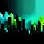 Placeholder: Digital illustration of a minimalist, polygonal and digital city, colors are black, light blue and light green (#CCE7D5).