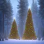 Placeholder: painting sketch, dense enchanted Forest, winding path, low-angle view, one fir tree as a gorgeous decorated Victorian Christmas tree with garlands and colorful little balls, little lights, luminous mist, snowflakes, frost patterns, extremely intricate, arcanist void, extremely detailed, high quality, 8k, 70-200 Zeiss Lens, atmospheric volumetric light, mysterious golden festive atmosphere, soft colors, magic, beauty, imagination,album cover