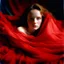 Placeholder: Lily cole under a red blanket, in the wind, autochrome, baroque