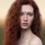 Placeholder: beautiful caucasian woman with long curly redhair portrait hyper realistic