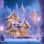 Placeholder: a magical crystal snow bleu gold house in the woods, pink vertical, blue lake,sharp, vines, candlelit, endor, ornate, elegant, highly detailed, artstation, concept art, smooth, sharp focus, illustration, 8k, splash art, wallpaper, key visual