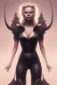 Placeholder: Pamela Anderson as evil queen in black leather, leather, busty, cleavage, angry, stern look. character design by cory loftis, fenghua zhong, ryohei hase, ismail inceoglu and ruan jia. unreal engine 5, artistic lighting, highly detailed, photorealistic, fantasy