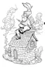 Placeholder: Santa Claus delivering presents down the chimney, clean line art, white background, well outlined, for kids coloring book.