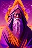 Placeholder: Portrait of Moses the patriarch in a zen mood the desert fantasy with sacred geometry in purple and orange tons