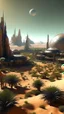 Placeholder: sci fi planet, desert city, gardens