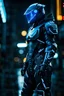 Placeholder: cyberpunk, neon blue, high technology, geometric figures, orbiting figures, high technology suit, cyberpunk suit, black, black and blue, epic, rain, a person in rain, neon blue suit, geometric figures orbiting around suit, exosuit, technological armour, a person wearing technological armour, cyberpunk armour, detailed armour, male, black and blue colored cybersuit, suit details, epic cybersuit, black colored suit, complex suit