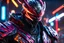 Placeholder: Carnage in 8k cgi game artstyle, ronin costum, galaxy mask, cover face, dynamic pose, oshare kei, hurufiyya, rtx , neon lights, intricate details, highly detailed, high details, detailed portrait, masterpiece,ultra detailed, ultra quality