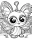 Placeholder: Cute butterflies, big cute eyes, pixar style, simple outline and shapes, coloring page black and white comic book flat vector, white background