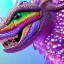 Placeholder: close-up portrait of cute, adorable baby dragon made of crystals and gems, glittery scales, iridescent wings, sitting on a cloud of cotton candy, muted rainbow colors, intricate, fine detail, 8k, sharp, crisp, high-quality, 3d octane render, blender