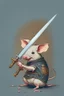 Placeholder: Design of a mouse holding a sword riding on a pig