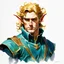 Placeholder: fantasy, dramatic portrait, elf, male, marble statue, watercolour, golden hair,