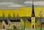 Placeholder: A black Canadian town with a church painted by Paul Klee