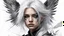 Placeholder: Punk, Angel, portrait, white hair, white background, old canvas torn cracks, mystical, fine drawing, high detail, 8K