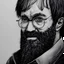 Placeholder: a close up portrait of a bearded harry potter as an extremly old man, art station, highly detailed, concept art, sharp focus, illustration in pen and ink, wide angle, by Kentaro Miura