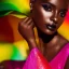 Placeholder: masterpiece, best quality, woman, dark skinned, sparkling eyes, fluorescent skin, colorful makeup, blond flutter hair, highly detailed body, sun light, 4K, RAW, depth of field, high contrast, realistic details, 24mm