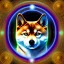 Placeholder: cosmic shiba inu, psychic energy, ethereal orbs, sacred geometry