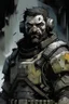 Placeholder: A rugged spacewolf with short thick black beard wearing power armor and helmet, art style Alex Maleev