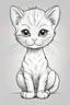 Placeholder: create a outlined cartoon coloring page of a baby cat. Pay attention to the details of the faces and White background, sketch style, use outline, clean line art, no shadows, no coloring, no shading, no grey.