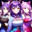 Placeholder: Clear focus, 8k, cat girl, high quality, detailed, purple hair, red eyes, beautiful lighting, vibrant colors, idol