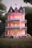 Placeholder: Victorian white house with pink flowers, in the style of Camilla d'Errico, hyper detailed, beautiful, complex, trending on artstation, cinema4d, cryengine, national geographic photo, chiaroscuro