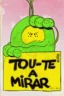 Placeholder: an image showing a green character holding a sign titled tou de volta skeptika, in the style of 1970s, post-war french design, flickr, tempera, contax ii, violent, joyful and optimistic --ar 2:3