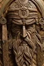 Placeholder: Viking themed. wood carving. Valhalla. face