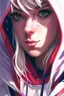 Placeholder: a close up of a person wearing a hoodie, artgerm on artstation pixiv, artgerm. anime illustration, artgerm comic, artgerm and lois van baarle, wlop | artgerm, trending artgerm, style of artgerm, extremely detailed artgerm, spider-gwen, spider - gwen