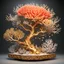 Placeholder: 3D rendering of Expressively detailed and intricate of a hyperrealistic “coral”: side view, single object, amazing shinning gold, vines,