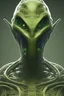 Placeholder: green alien, head, evil, 8k, finely detailed, photo realistic, HR Giger style