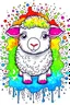 Placeholder: cute little sheep fanfare poster detailed contour colorful kawaii vector splash mountain graphic design piece for t shirt piece of art flat design of one of the colorful shades retro highly detailed vector image flat white background isometric vector vibrant t shirt design retro rustic texture distressed colors faded, line art, beach life, plaid pattern, white background, no shadows.