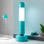 Placeholder: a cyan lamp that doubles as an ionic drying hood. a sleek, modern lamp in a calming cyan hue, designed to illuminate any space with a soft, soothing glow. blending modern aesthetics with practicality, it integrates discreetly into the design is an ionic drying feature. perfect for those moments when you need a quick hair treatment or skincare session.