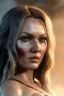 Placeholder: Camilla luddington face, big busty hitomi tanaka, texture skin,Crystal yellow eyes, long white hair, wearing The Lara Croft, realistic, 4k, intricate, best quality, fog particles, fire particles, octane render, vray, sword fire