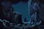 Placeholder: night, rocks, cliff, 2000's gothic horror movies influence, friedrich eckenfelder and jenny montigny impressionism paintings